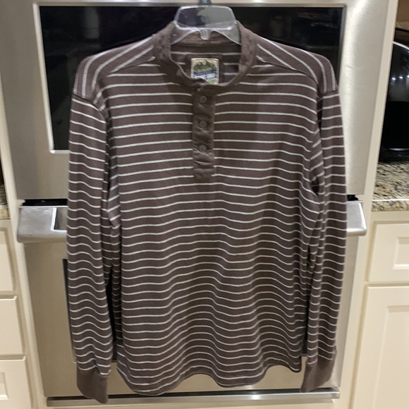 Eddie Bauer sport shop soft 100% cotton size tall large brown with white stripes - Picture 1 of 16